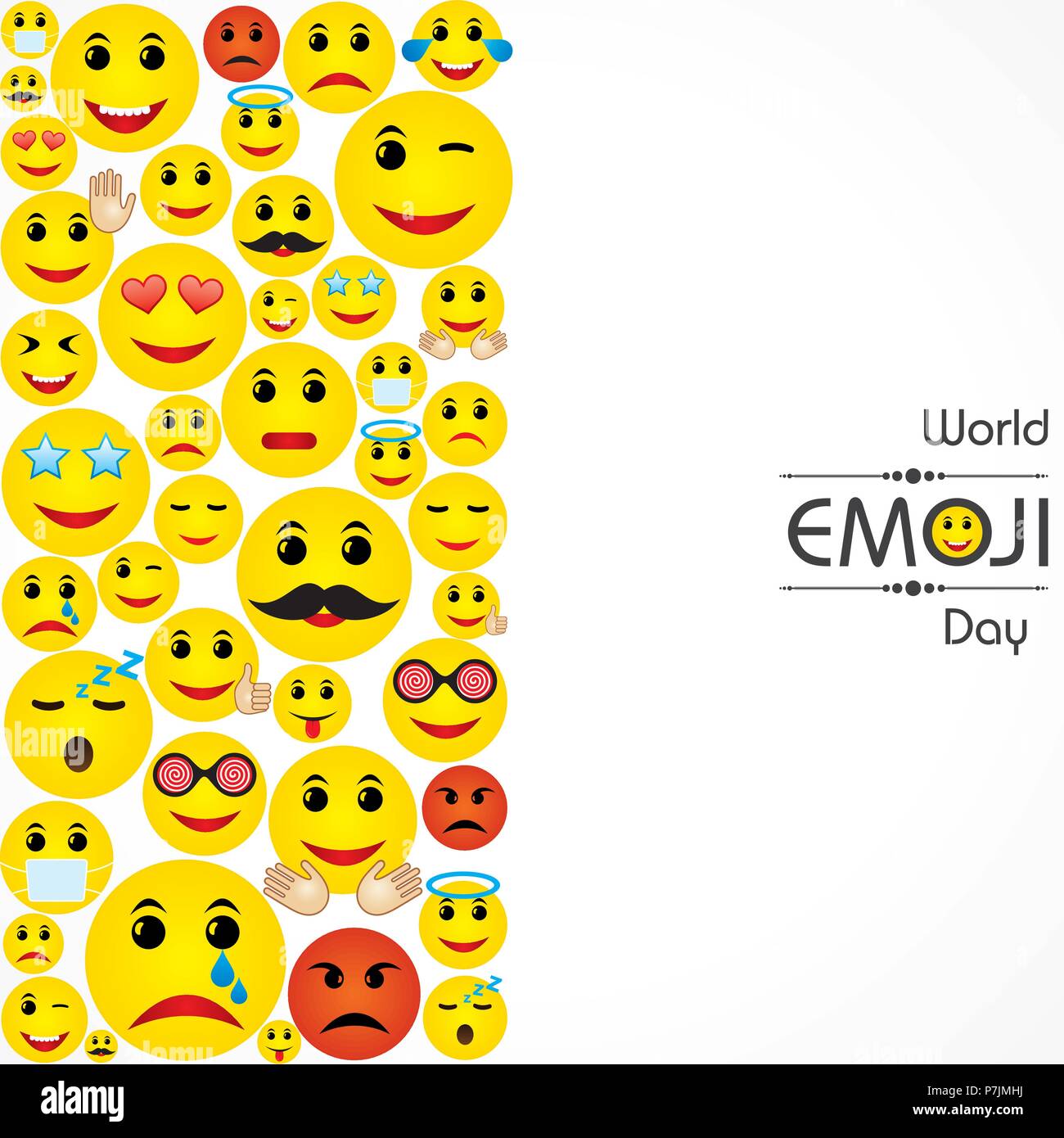 World Emoji Day Greeting Card Design Template With Different Feelings Stock Vector Image Art Alamy