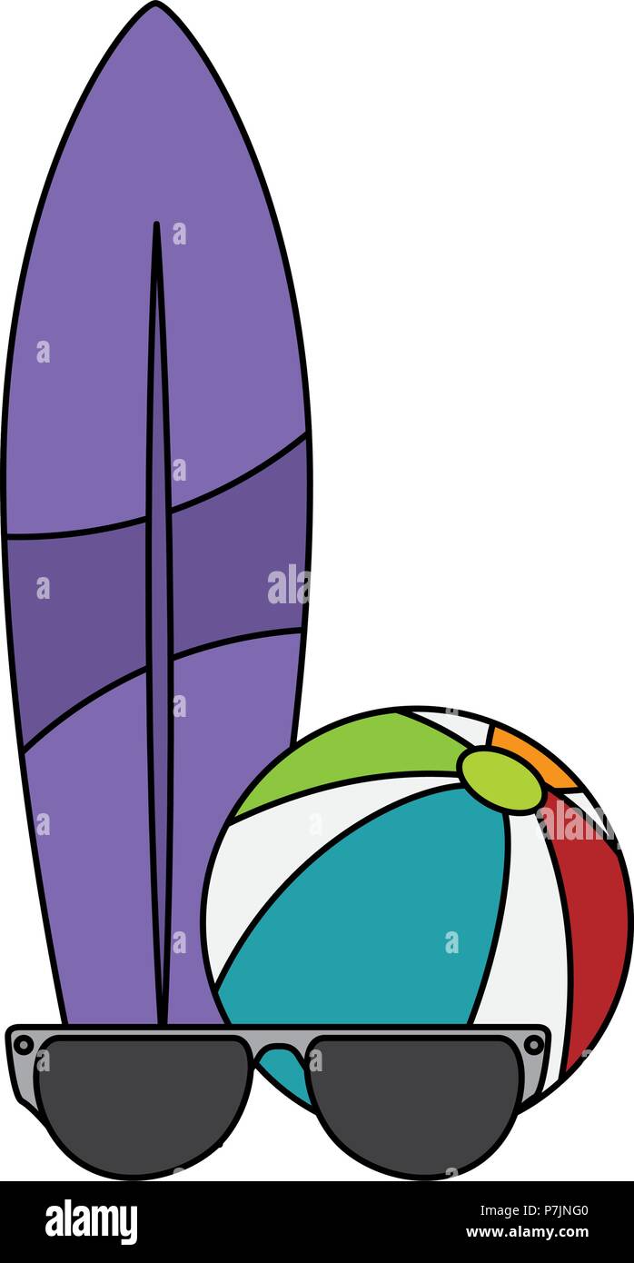 sunglasses summer with surfboard and balloon Stock Vector Image & Art ...