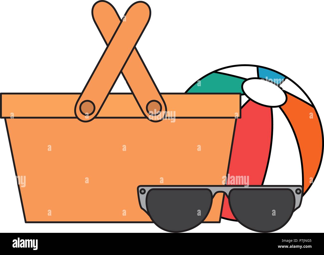 sunglasses summer with balloon beach and basket Stock Vector Image ...