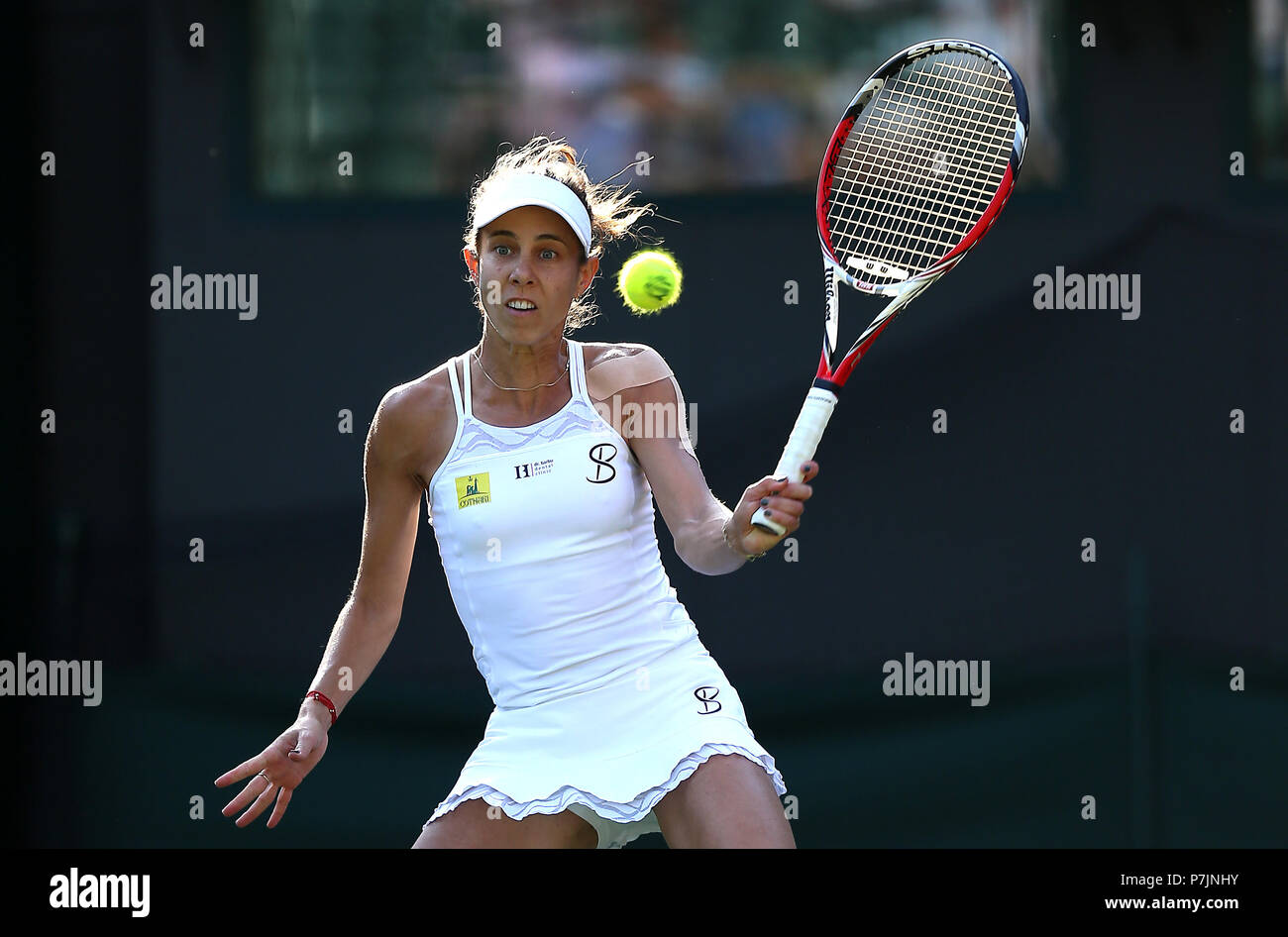 Mihaela Buzarnescu in action on day five of the Wimbledon Championships at  the All England Lawn Tennis and Croquet Club, Wimbledon Stock Photo - Alamy