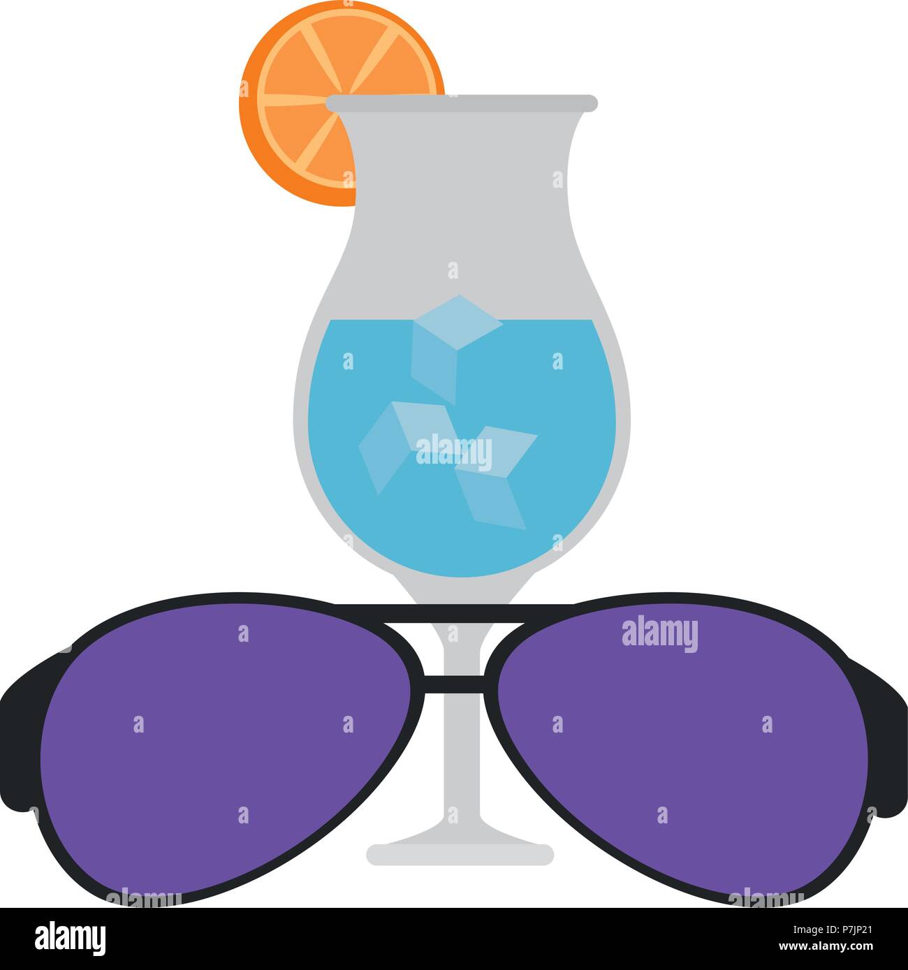 sunglasses summer with cocktail Stock Vector