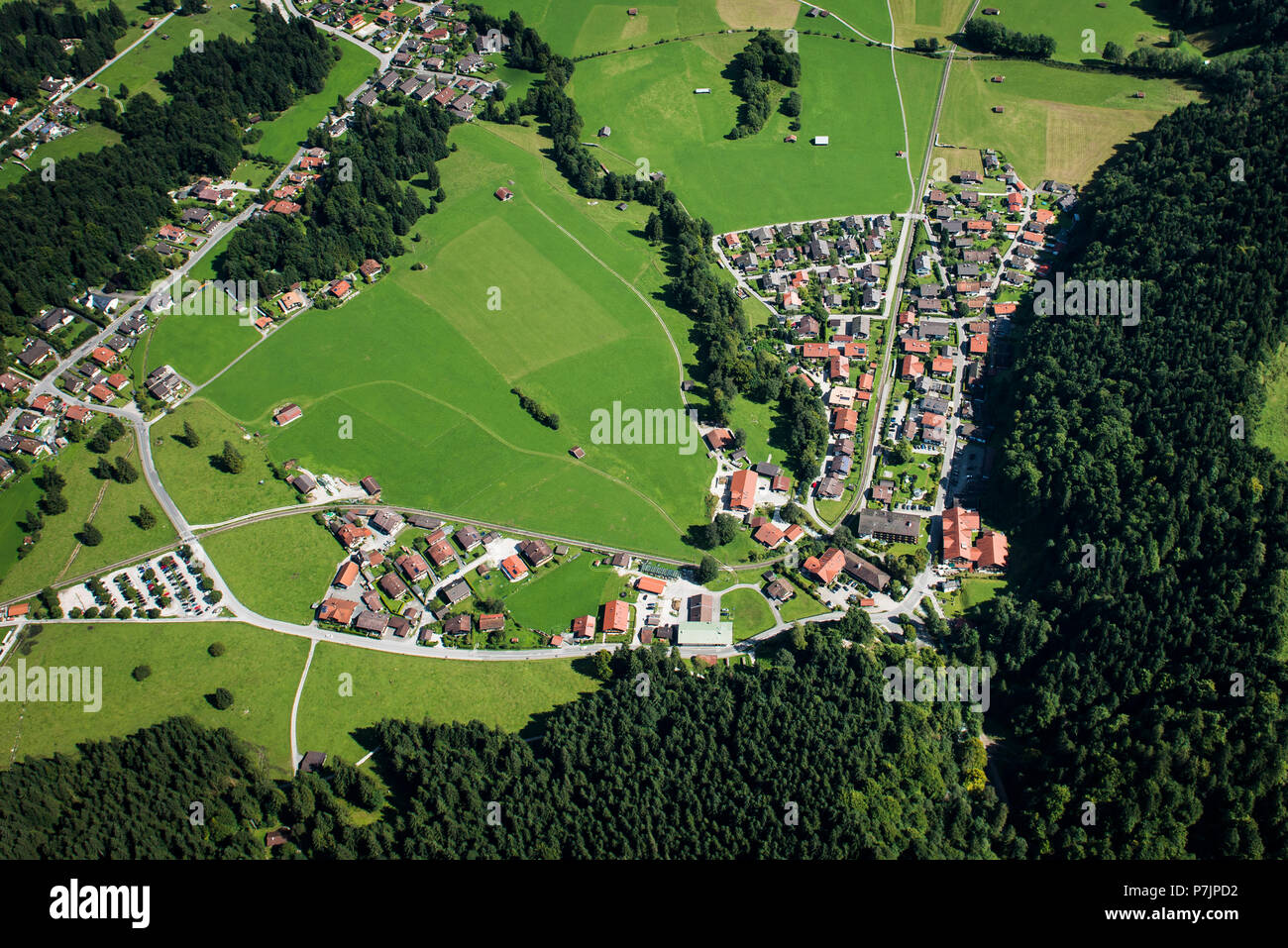 Grainau district Hammersbach near Garmisch-Partenkirchen, aerial view, Oberland, Bavaria, Germany Stock Photo
