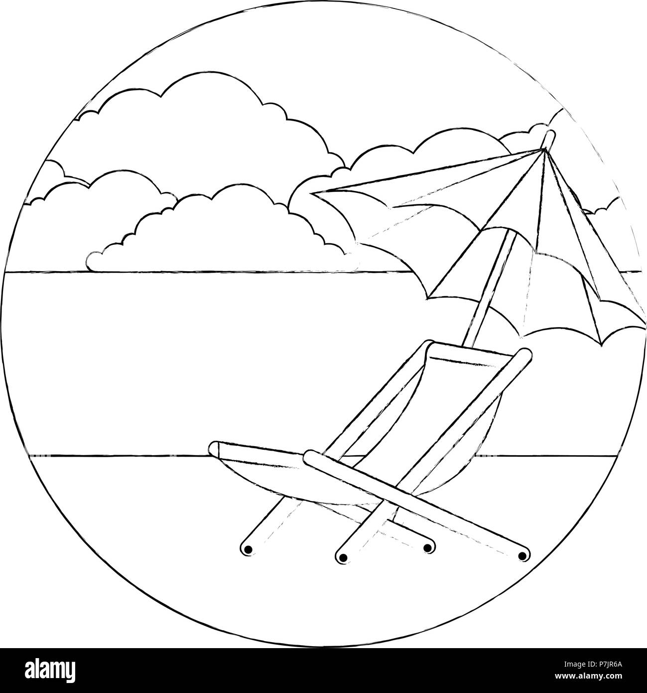 umbrella beach with chair Stock Vector Image & Art Alamy