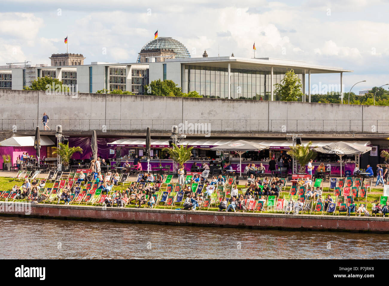Berlin Riverside Germany, Berlin, city centre, Spree River, riverside, Capital Beach Bar ...