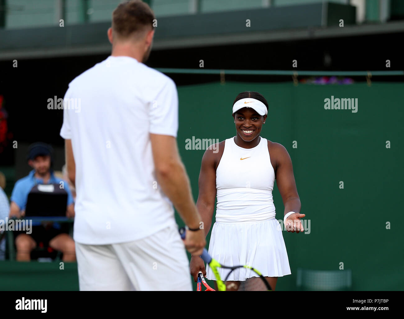 Sloane Stephens during her doubles match on day five of the Wimbledon