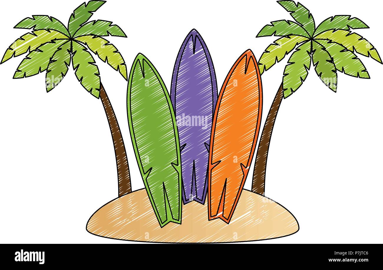 surfboards and palms on the beach Stock Vector Image & Art - Alamy