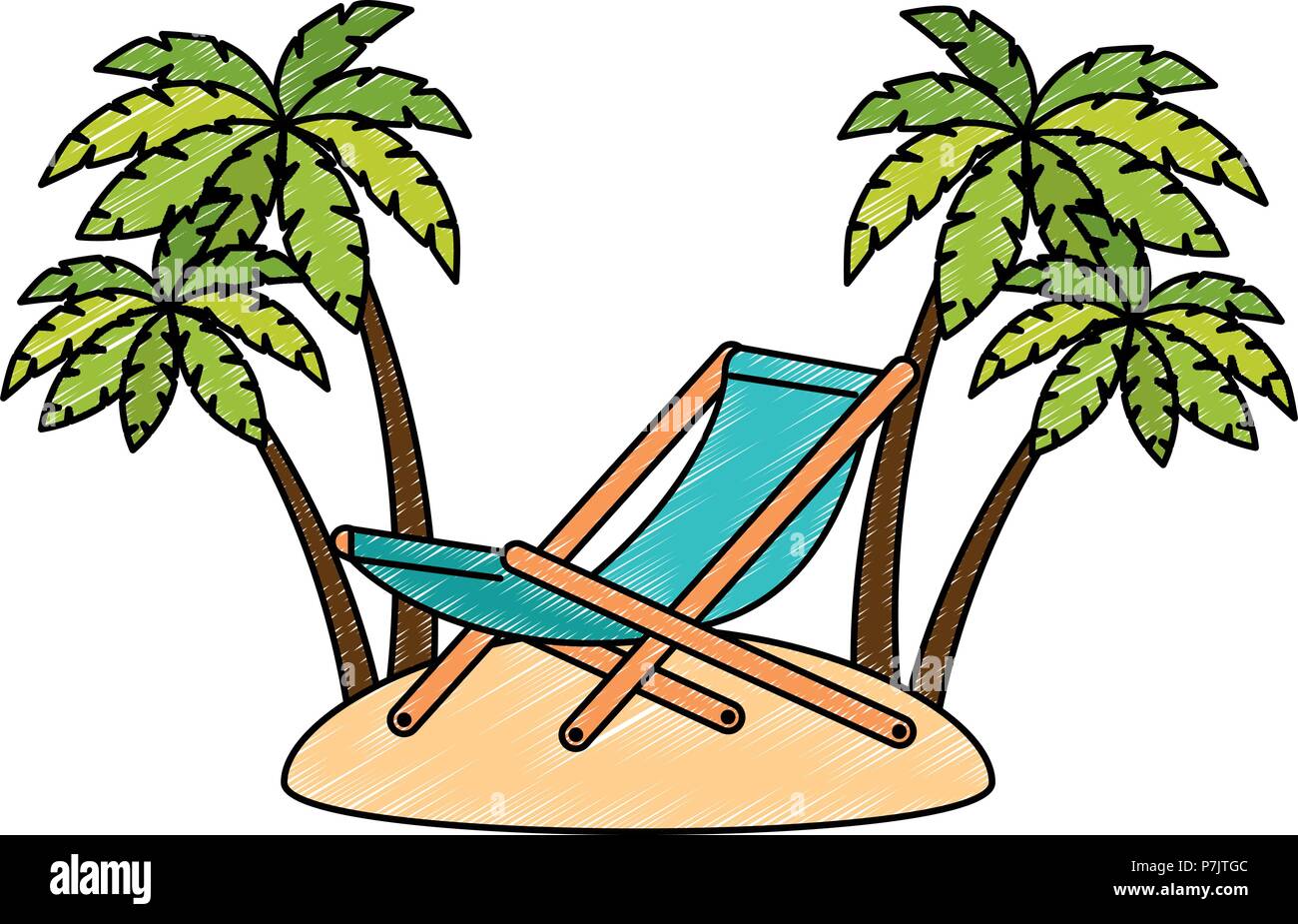 wooden beach chair with seascape Stock Vector Image & Art - Alamy