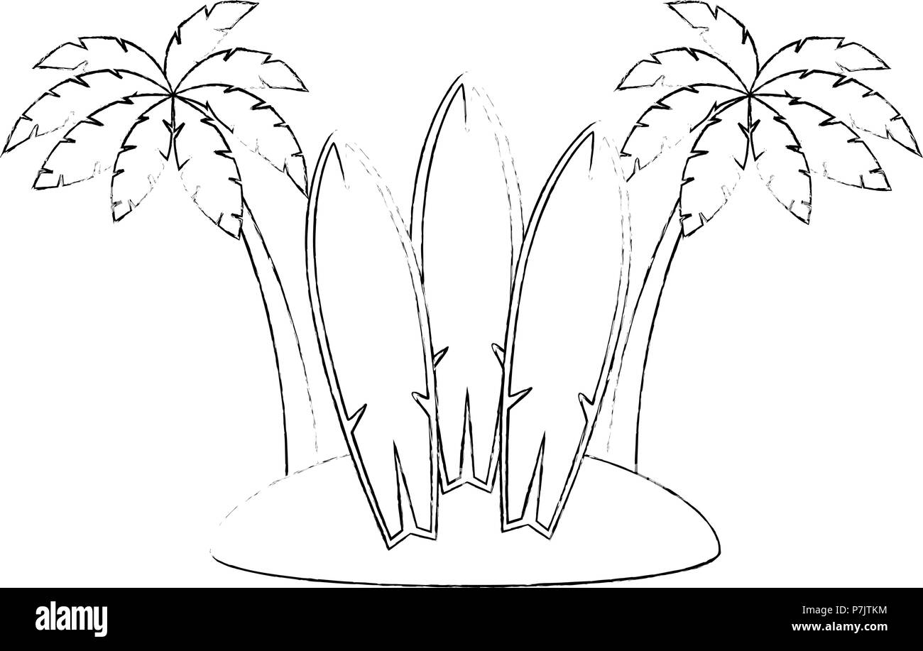 surfboards and palms on the beach Stock Vector Image & Art - Alamy