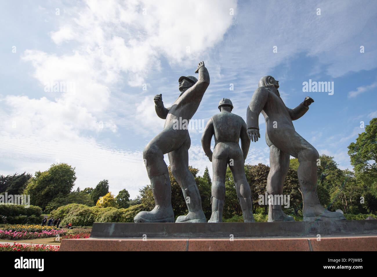 A statue in the Piper Alpha Memorial Garden in Aberdeen's Hazlehead ...
