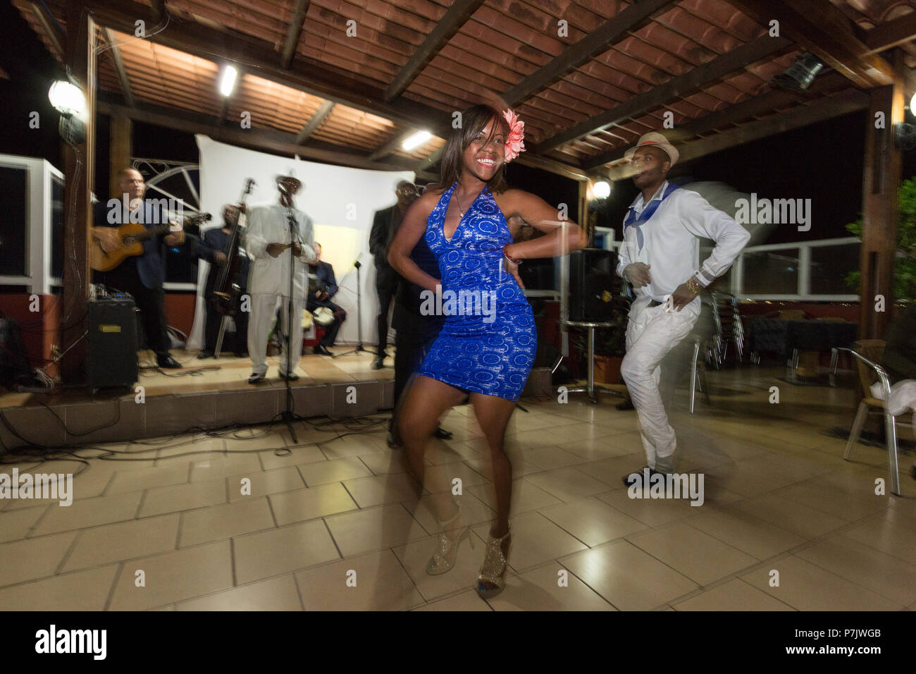 Tango demonstration on the rooftop of the Lincoln Hotel,  Old Havana, Cuba Stock Photo