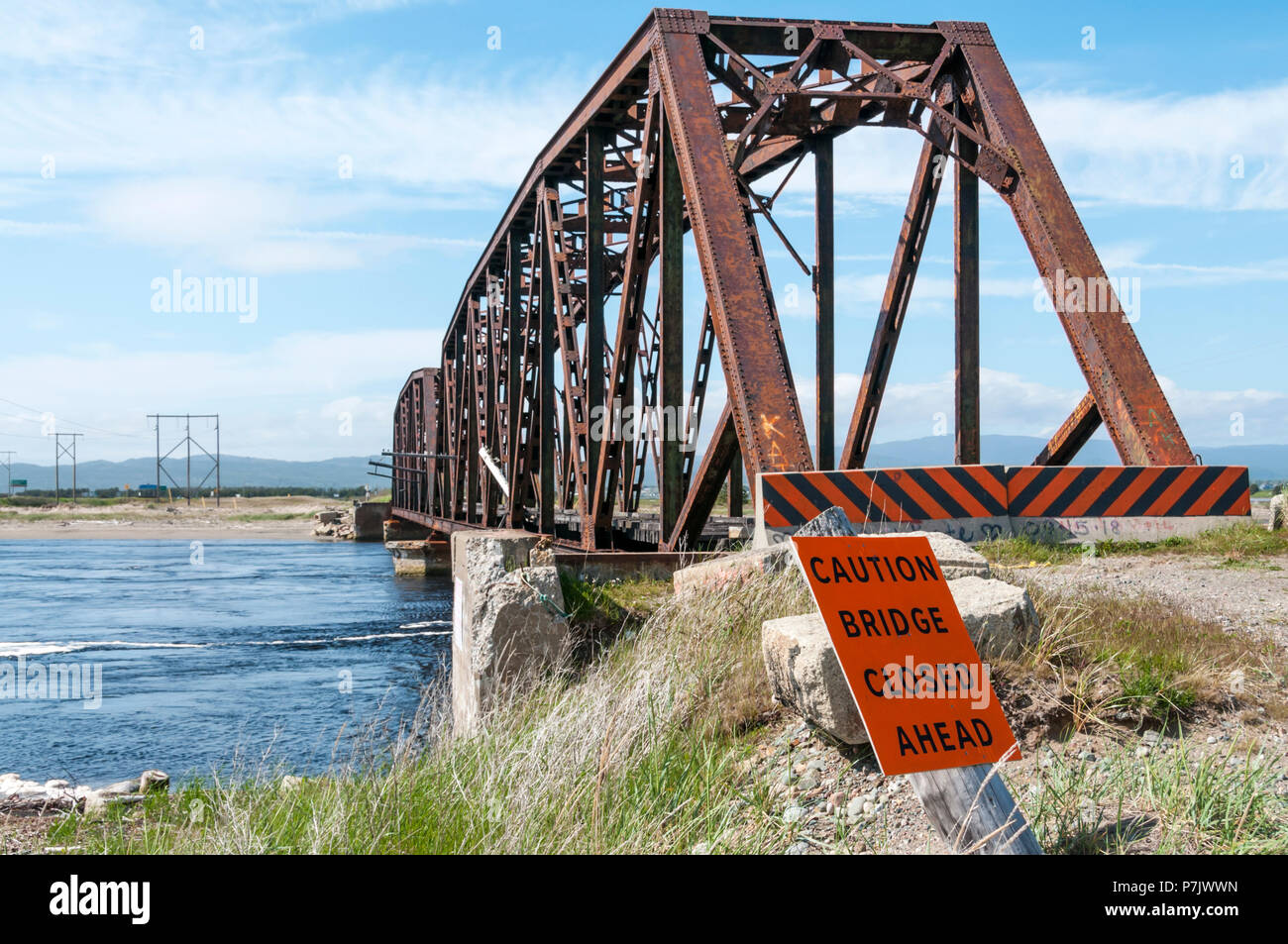 Stephenville Crossing railway bridge now part of the Newfoundland T'railway long distance footpath. Stock Photo