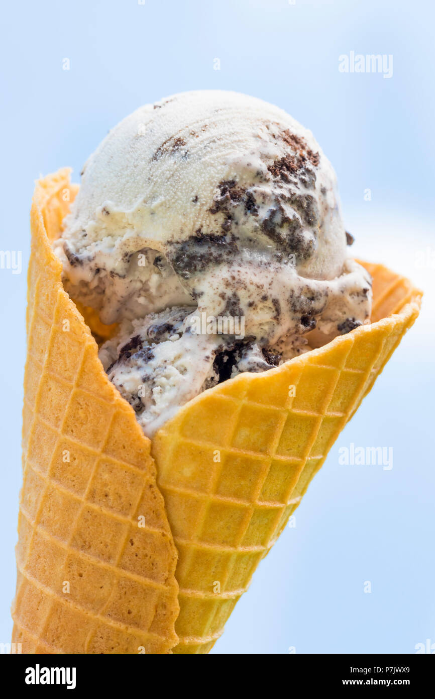Sweet Sugary Ice Cream Cone Outside Ready to Eat Stock Photo