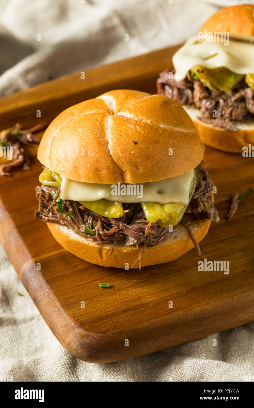 Homemade Mississippi Pot Roast Sandwich with Cheese Stock Photo Alamy