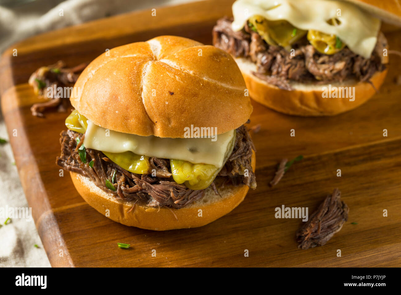 Homemade Mississippi Pot Roast Sandwich with Cheese Stock Photo Alamy