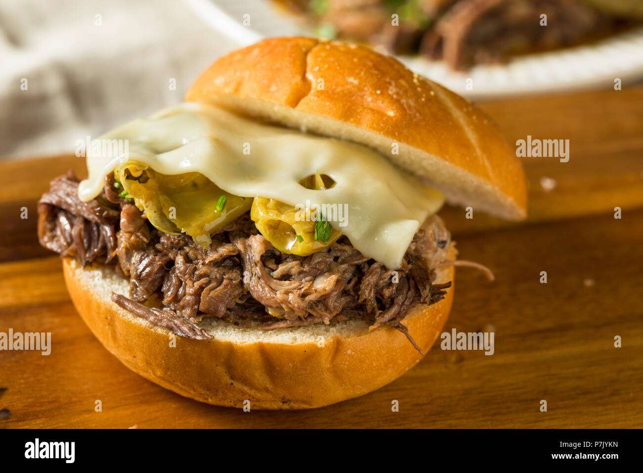 Homemade Mississippi Pot Roast Sandwich with Cheese Stock Photo Alamy