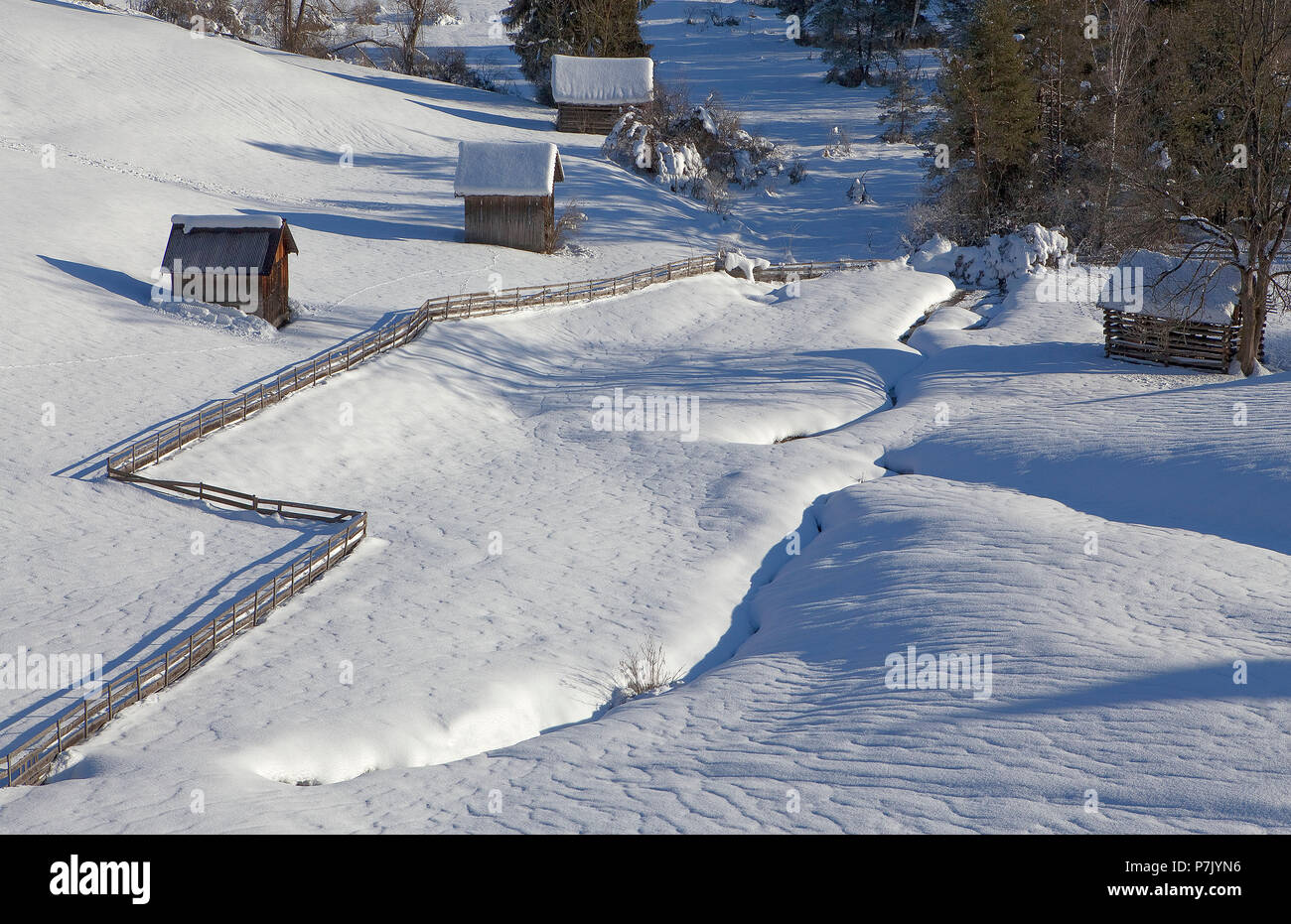 Austria, Tyrol, winter landscape in the Gurgltal valley near Tarrenz Stock Photo