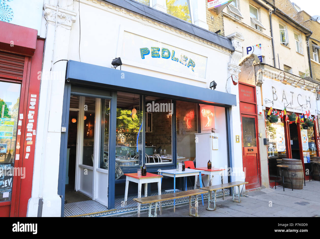 Restaurants around the tip of the trendy Peckham Rye triangle, in south London UK Stock Photo