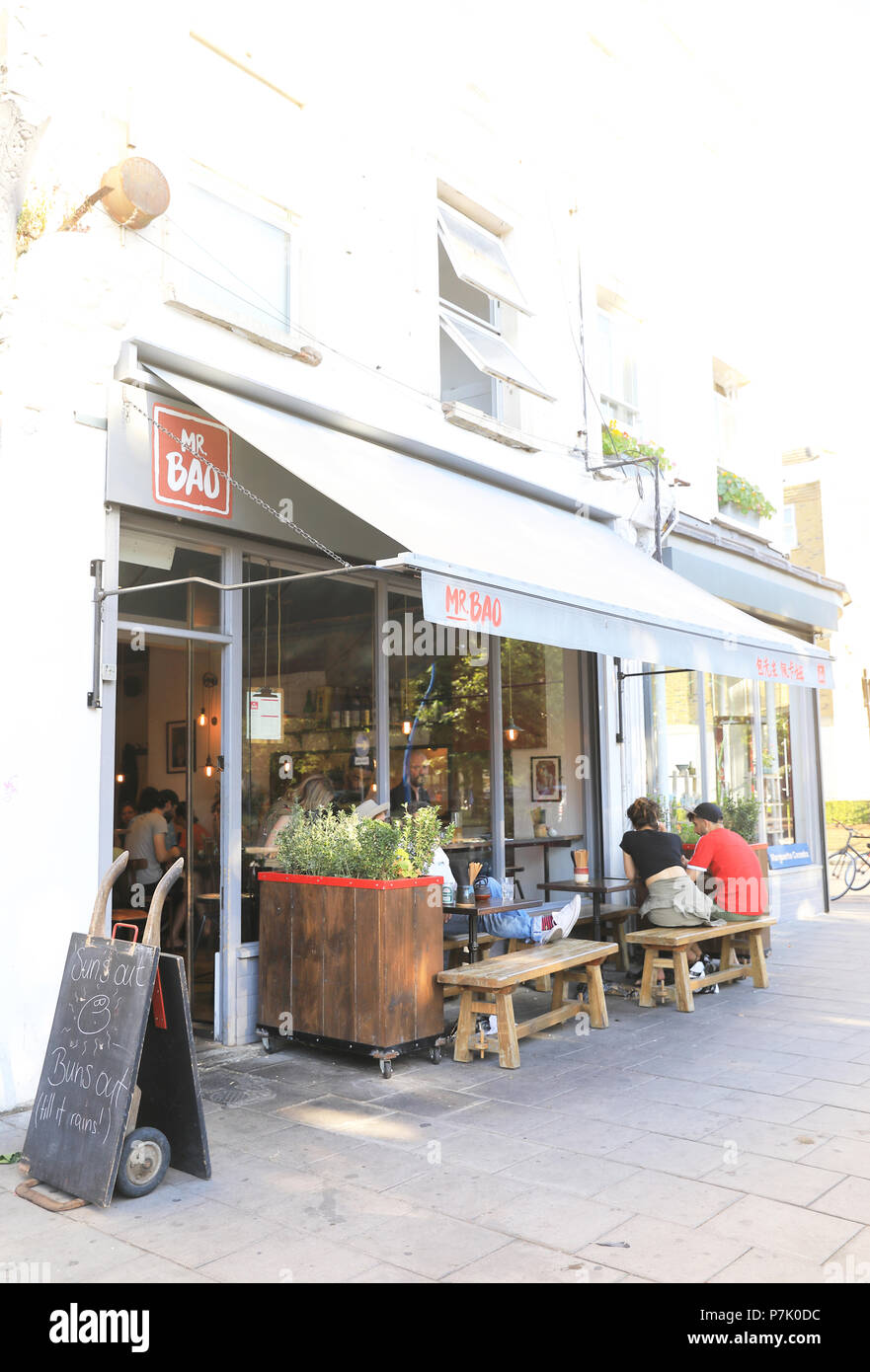 Mr Bao's popular Taiwanese restaurant at the tip of the trendy Peckham Rye triangle, in south London UK Stock Photo