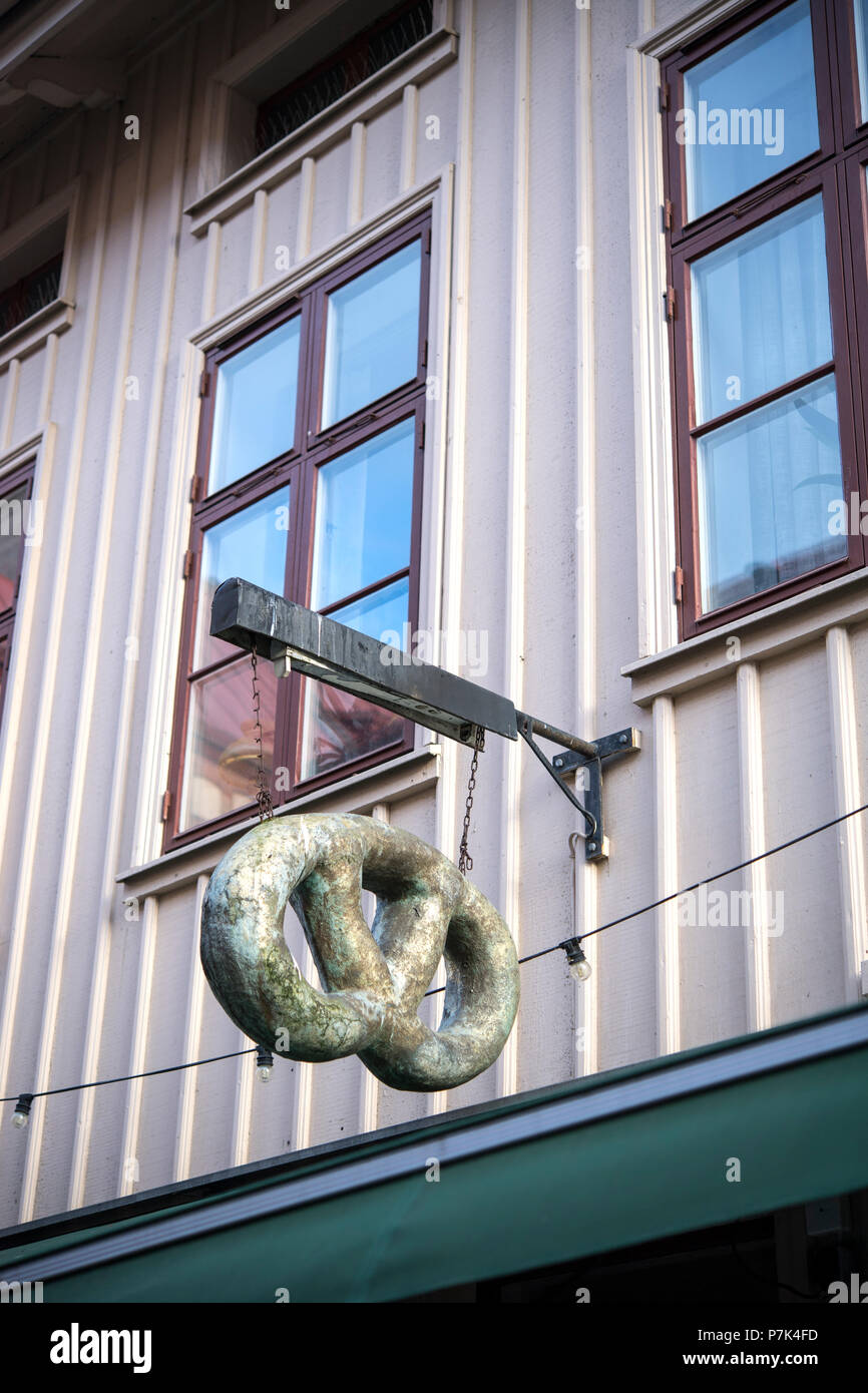 Sign outside a shop selling traditional cinnamon buns in the Haga district of Gothenburg in Sweden Stock Photo
