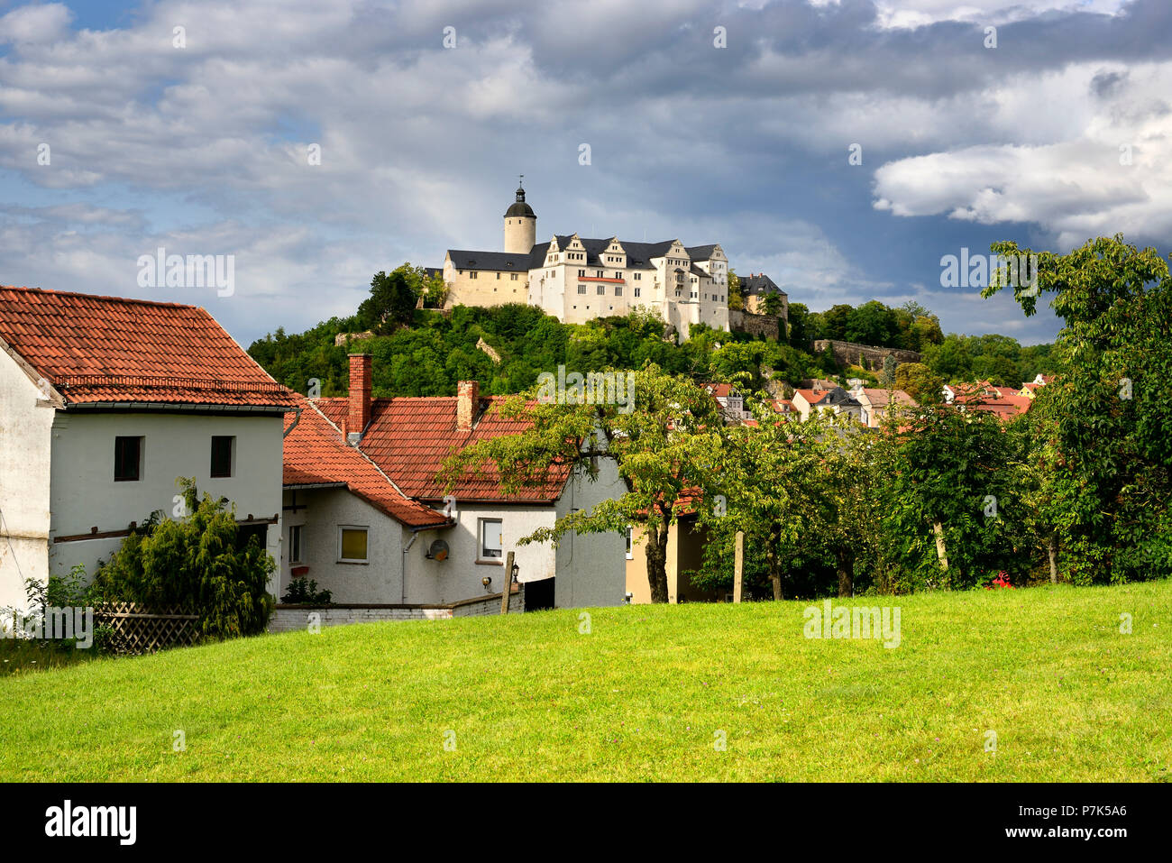 Germany, Thuringia, Ranis, castle and town Stock Photo
