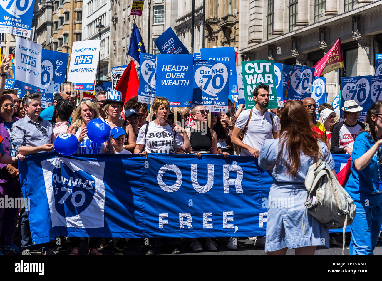 NHS 70th Anniversary March organised by People's Assembly, London, UK, 30/06/2018 Stock Photo