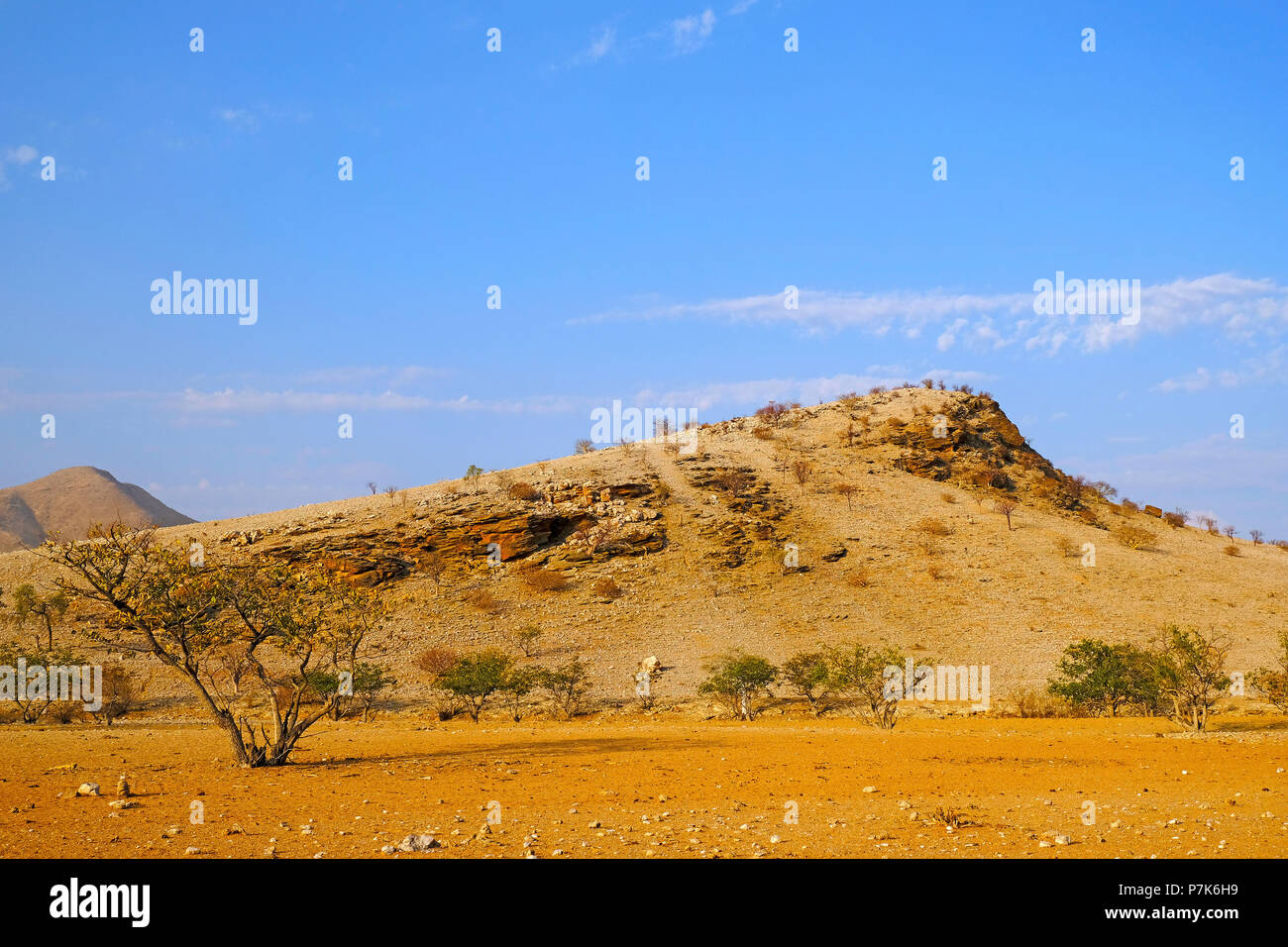 highly eroded mountains at the dry river Hoanib in Namibia, Kaokoland Stock Photo