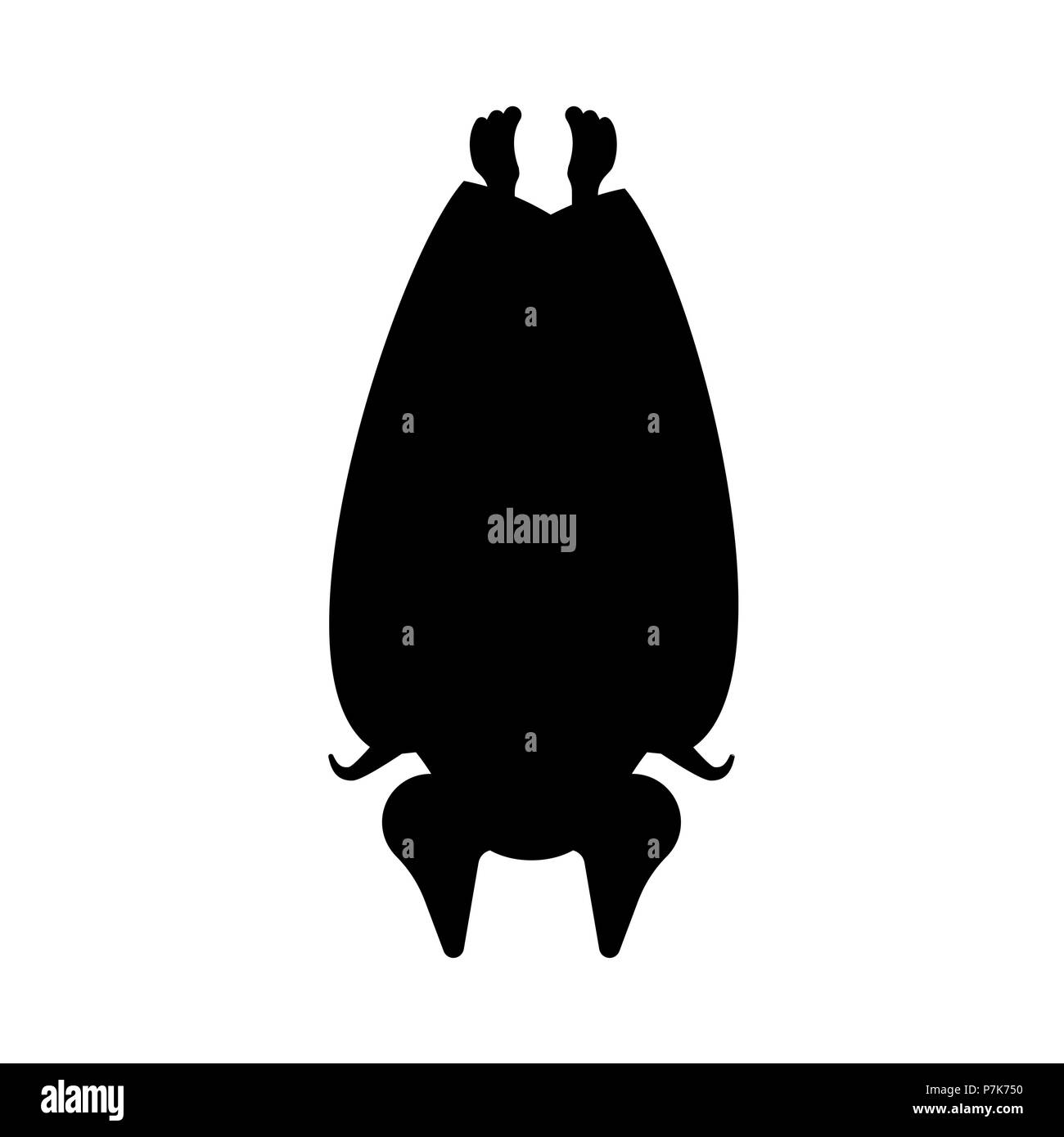 Bat sleep silhouette isolated. Night animals vampire. Vector illustration Stock Vector