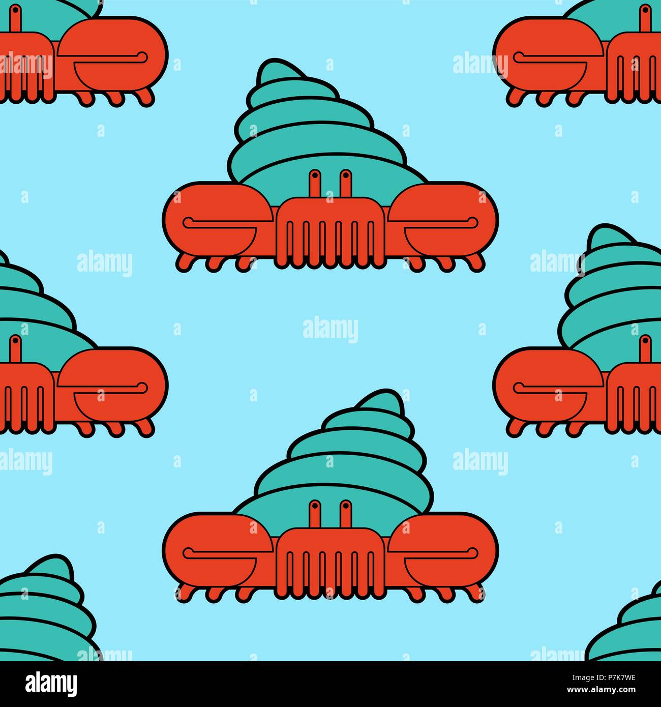 Crab hermit pattern seamless. Crab in shell background. Marine animal ornament Vector illustration Stock Vector