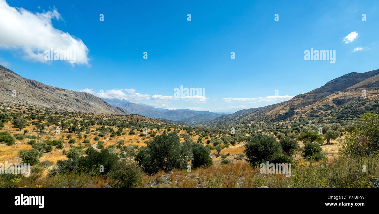Highlands in the interior of Crete, wide valley near Agia Galini, Europe, Crete, Greece Stock Photo
