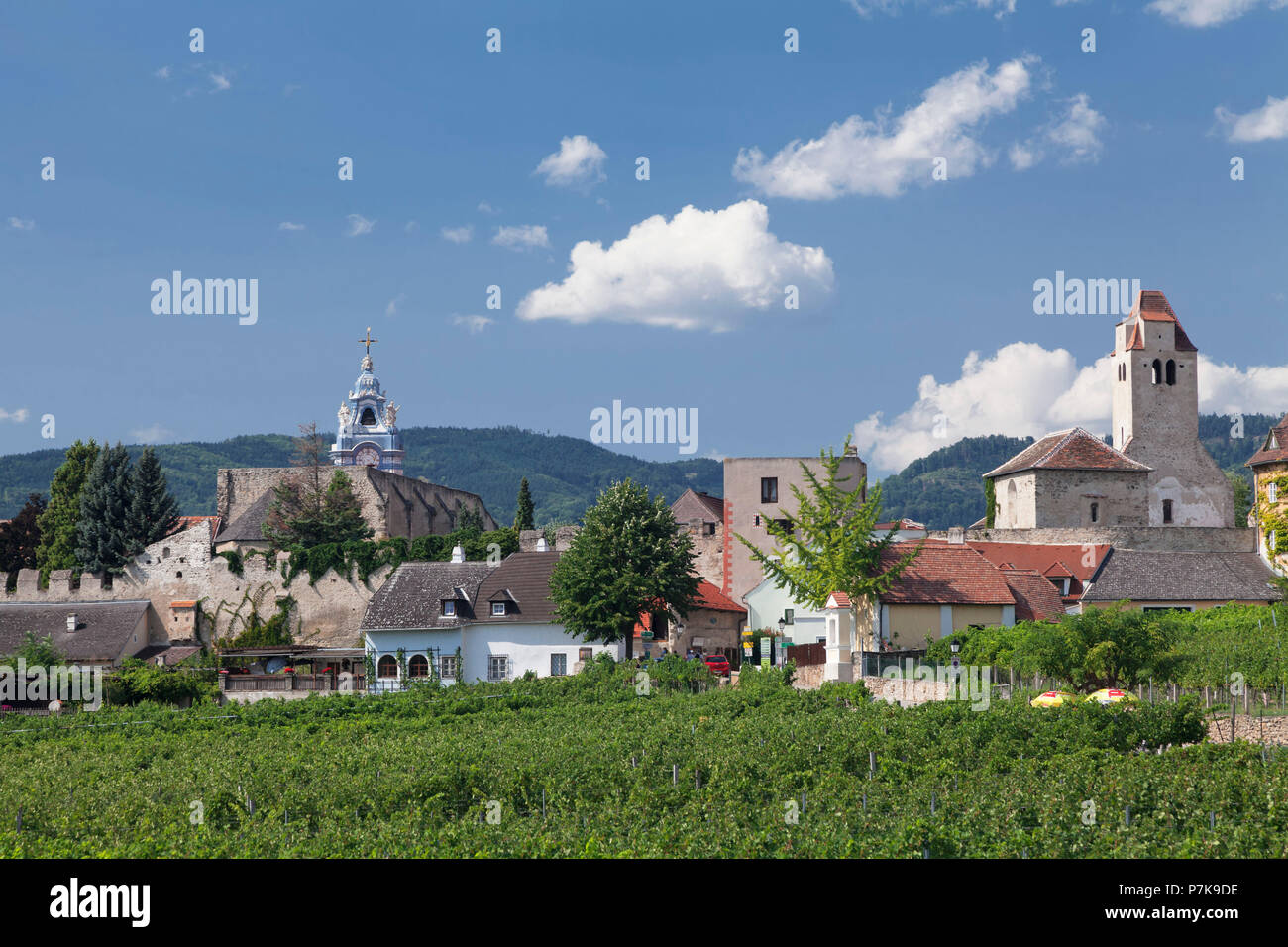 Dürnstein with Stift, Kremser Tor and Kunigunde church, Wachau, Lower Austria, Austria Stock Photo
