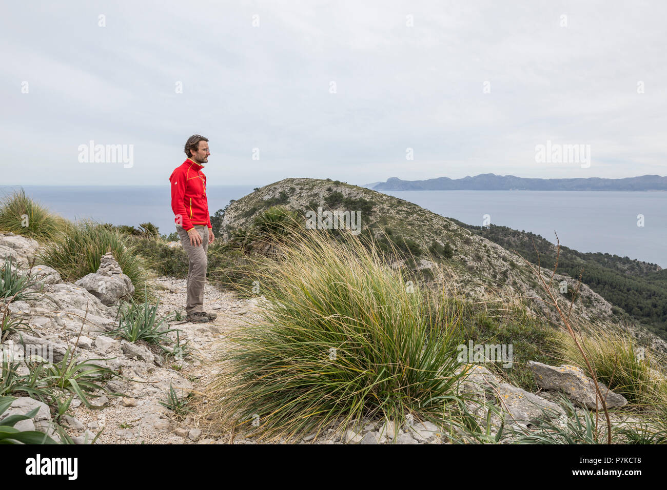 Hike on the peninsula Alcudia, Mallorca, Balearic Islands, Spain Stock Photo