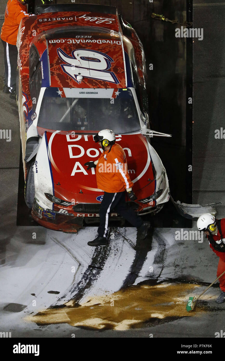Ryan Reed 16 Daytona Beach, Florida, USA. 6th July, 2018. Ryan Reed (16) slides ...