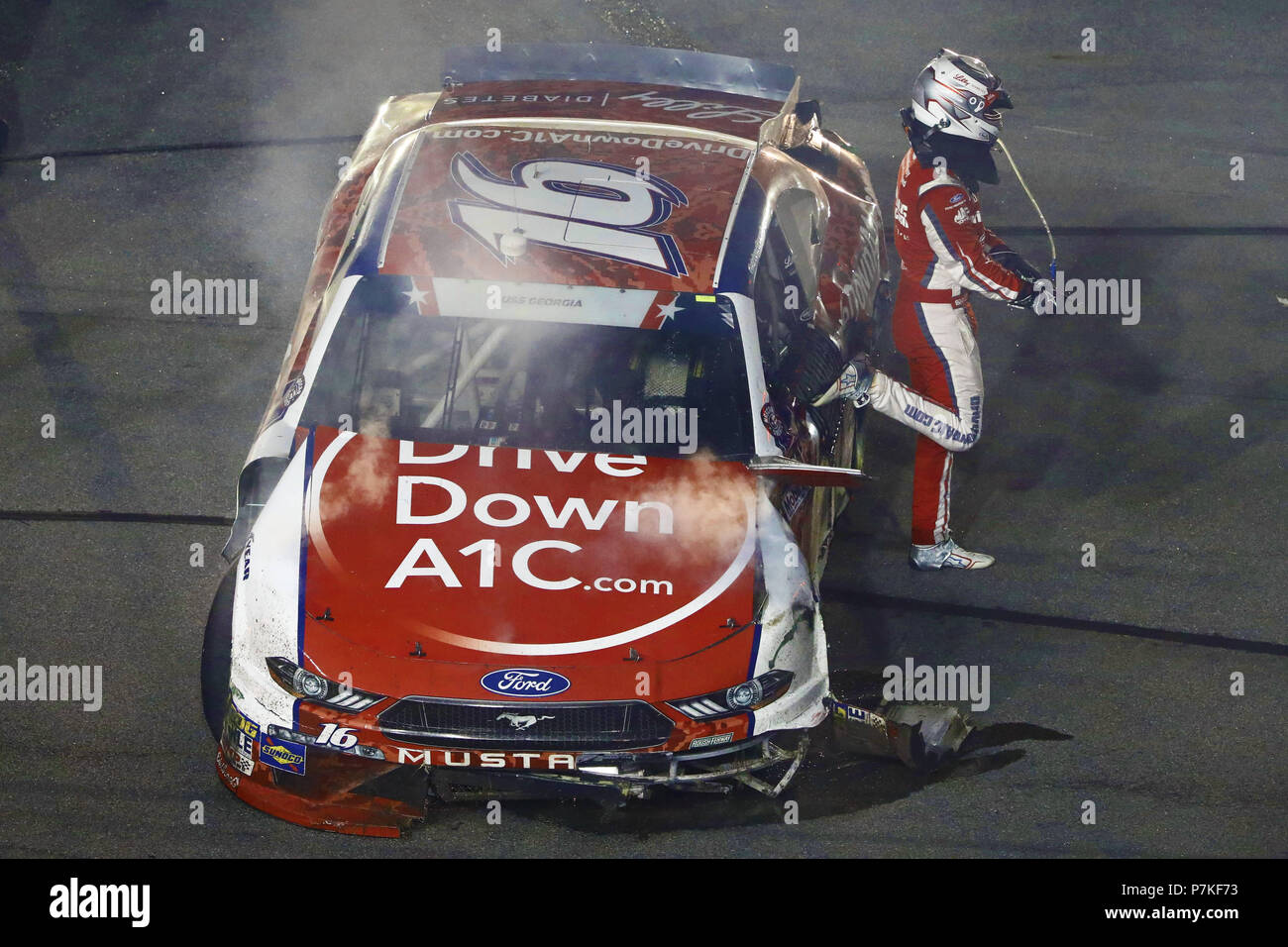 Ryan Reed 16 Daytona Beach, Florida, USA. 6th July, 2018. Ryan Reed (16) slides ...