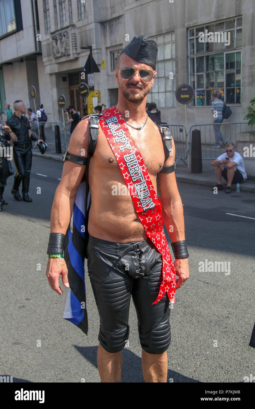 London, UK. 7th July 2018. Birthday celebrator at Pride in London Credit: Alex Cavendish/Alamy Live News Stock Photo