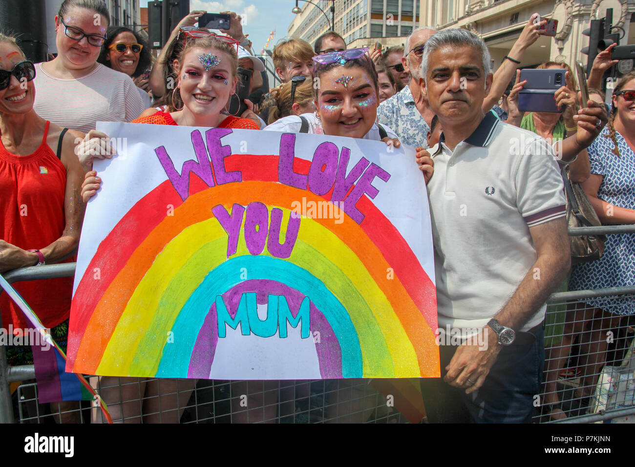 London, UK. 7th July 2018. Sadiq Khan at London Pride Credit: Alex Cavendish/Alamy Live News Stock Photo