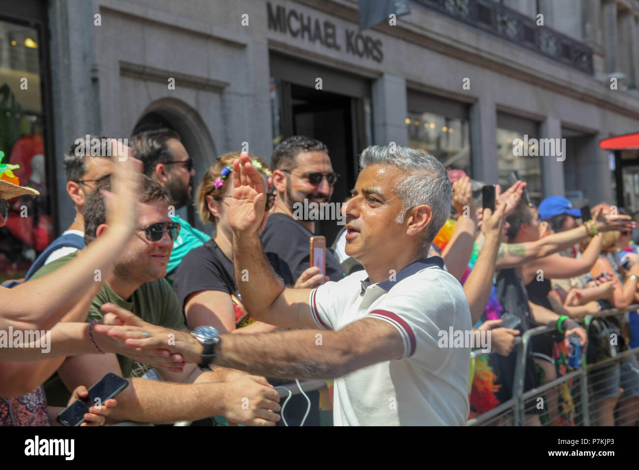 London, UK. 7th July 2018. Sadiq Khan at London Pride Credit: Alex Cavendish/Alamy Live News Stock Photo