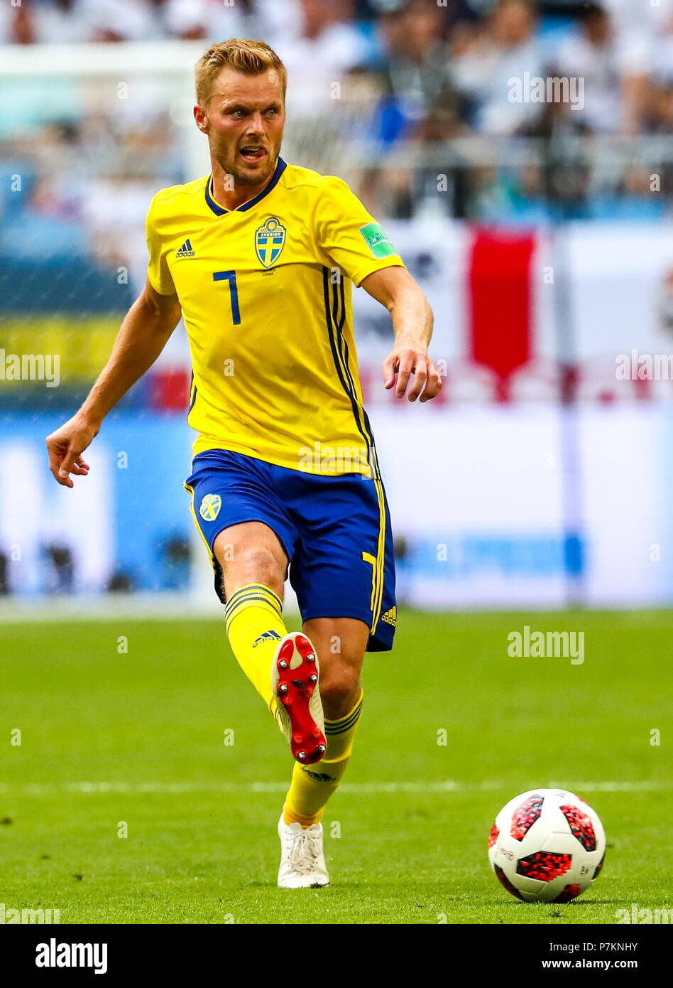Samara Russia 7th July 2018 Sweden S Sebastian Larsson In The 2018 Fifa World Cup Quarterfinal Match