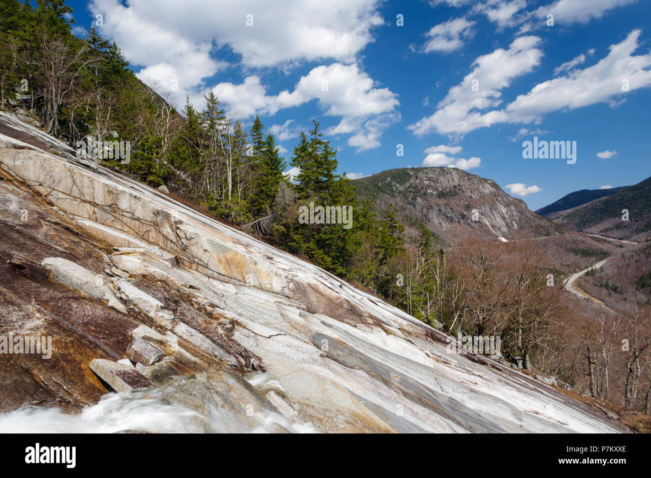The rocky cliff of Mount Willard in Crawford Notch, New Hampshire from