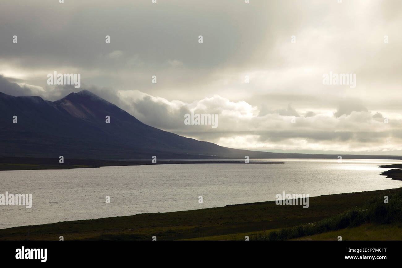 Mountains, lake, Svinavatn, Iceland, landscape Stock Photo