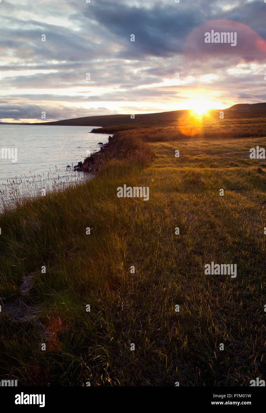 Hill, lake, Svinavatn, Iceland, landscape Stock Photo