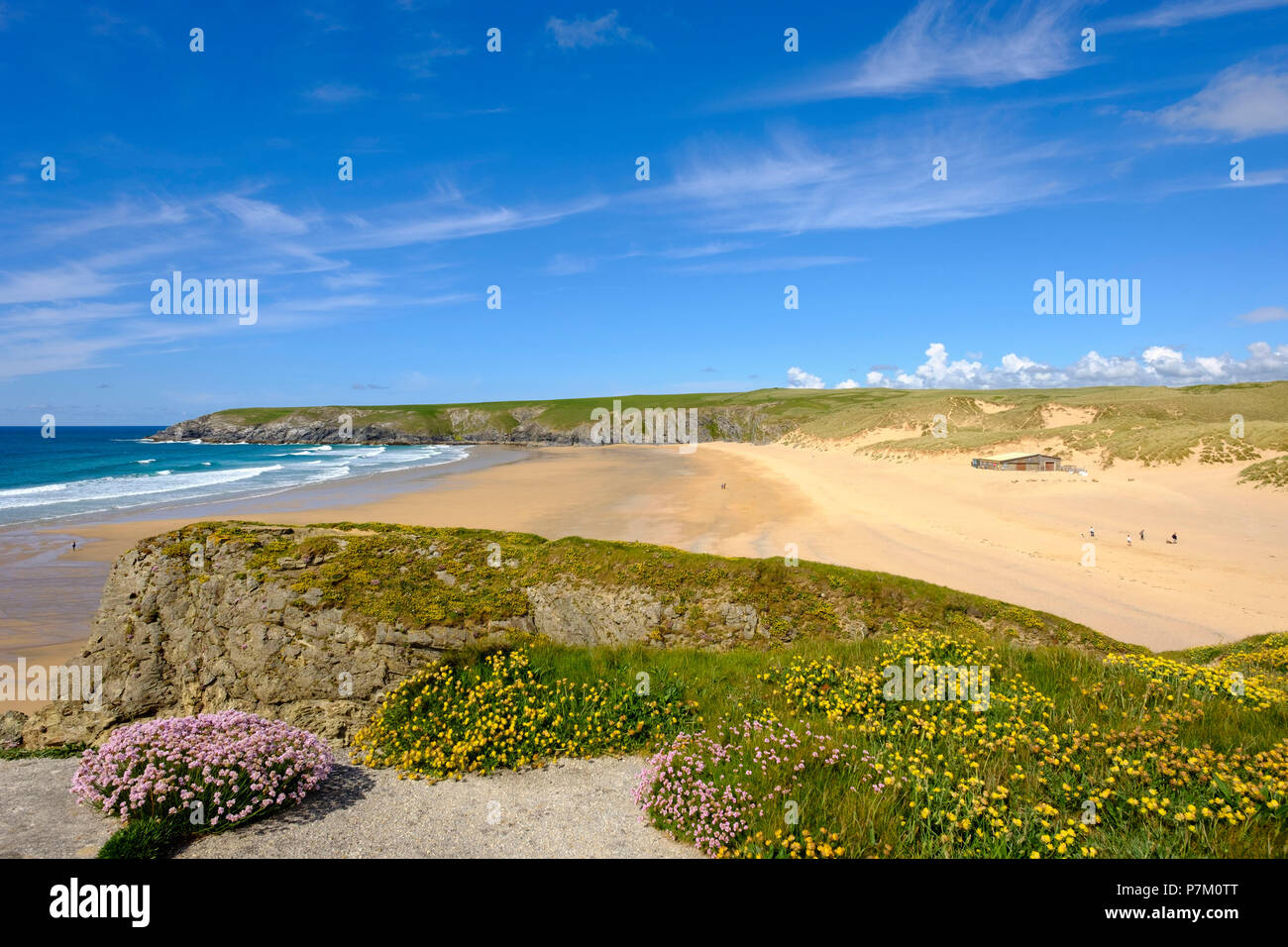Holywell Beach, Holywell Bay, at Newquay, Cornwall, England, UK Stock