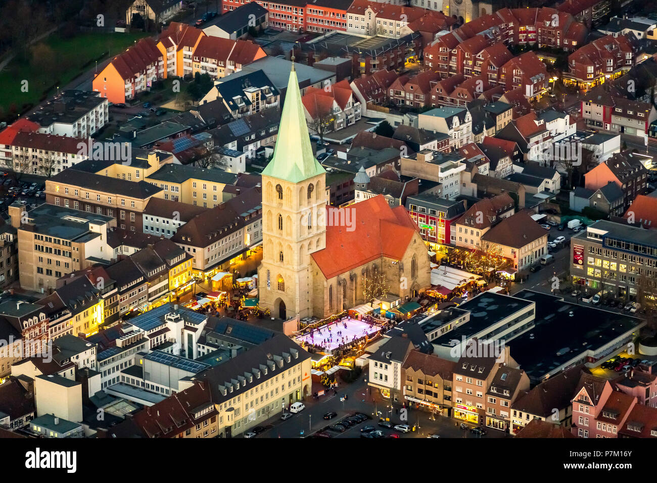 Church of Saint Paul with Hamm Christmas market, ice rink, town centre