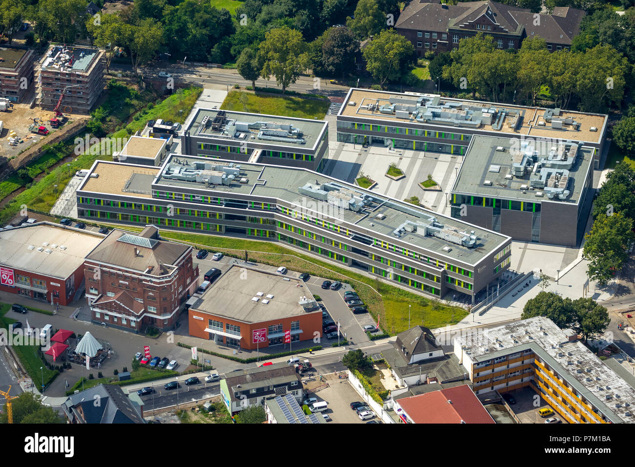 Aerial view, Rhine-Waal University of Applied Sciences, campus, Kamp-Lintfort, Lower Rhine, North Rhine-Westphalia, Germany Stock Photo