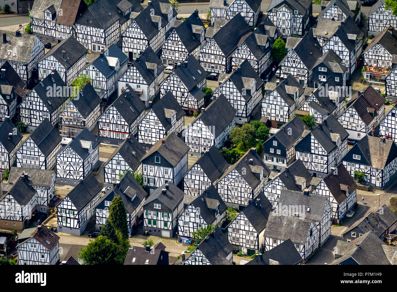Half-timbered houses, Alte Flecken, historic town centre, Freudenberg, Siegen-Wittgenstein, North Rhine-Westphalia, Germany Stock Photo