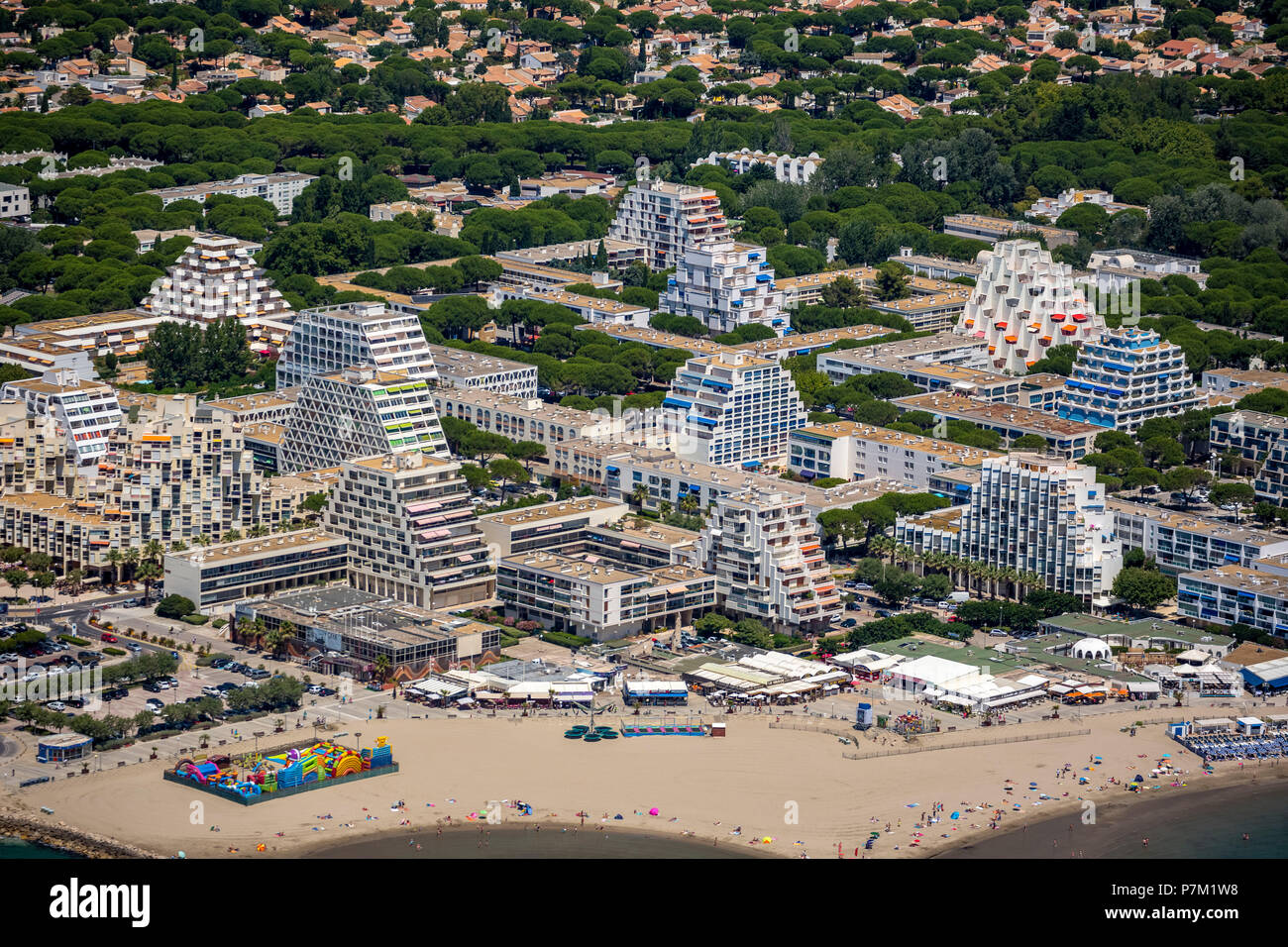 Pyramidal buildings of La Grande-Motte, Gard department, Occitanie region, France Stock Photo