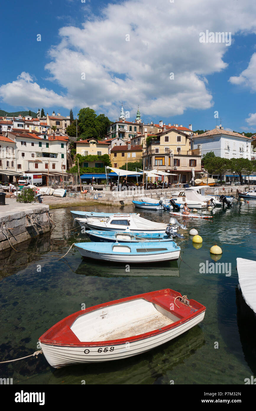 Croatia, Istria, Kvarner Bay, Volosko, harbor, Adriatic sea, Stock Photo