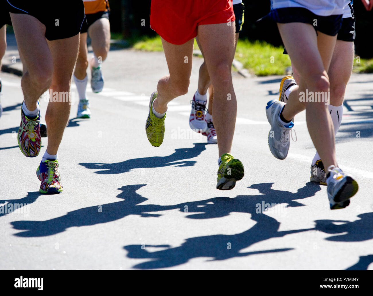 Austria, Upper Austria, Salzkammergut, Mondsee, half marathon, runners, detail, Stock Photo