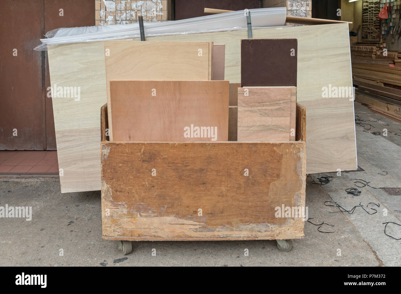 Wood Planks at Cart in Hardware Store Stock Photo Alamy