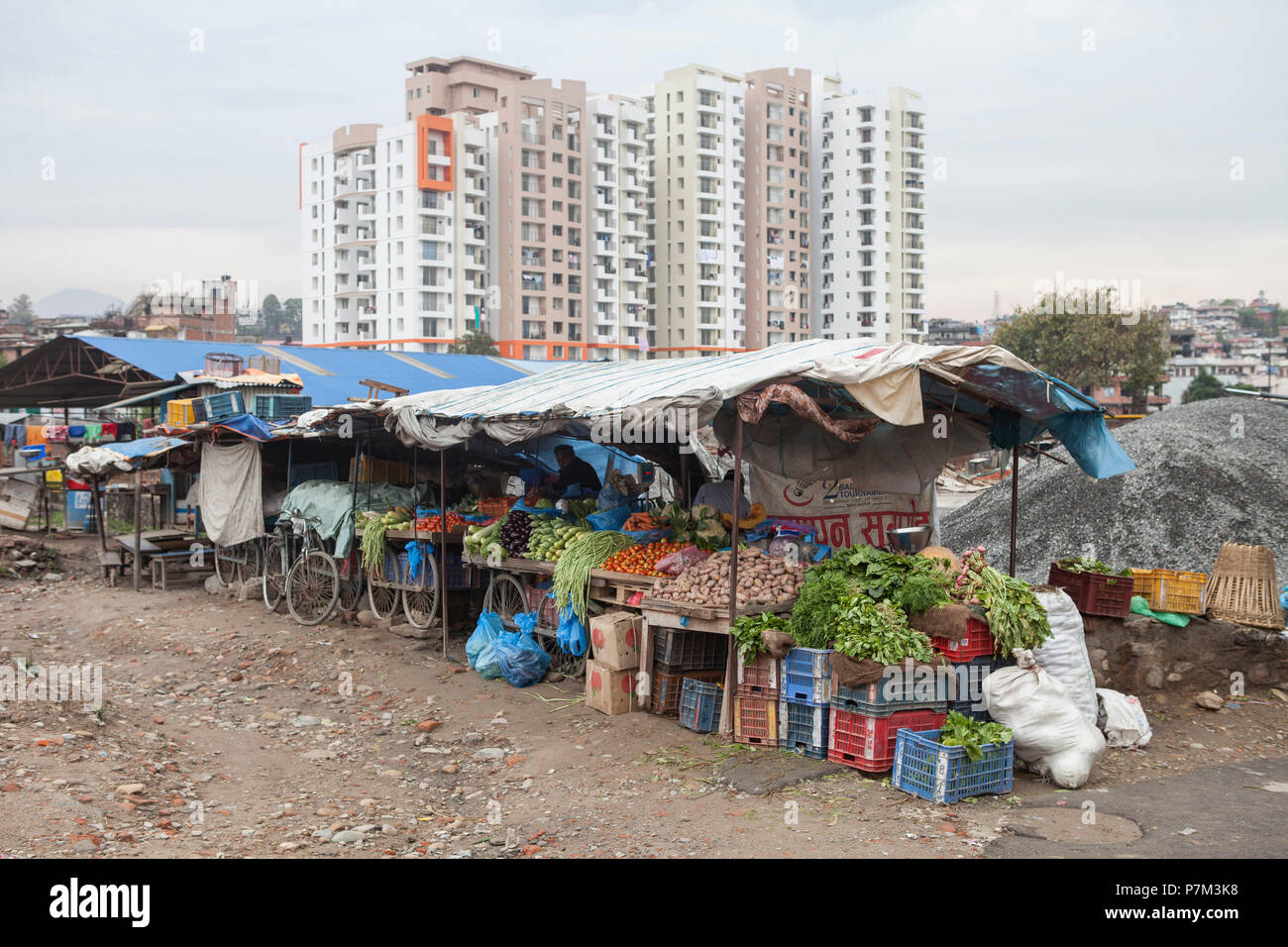 Small vegetable market on the outskirts of Kathmandu, Nepal Stock Photo