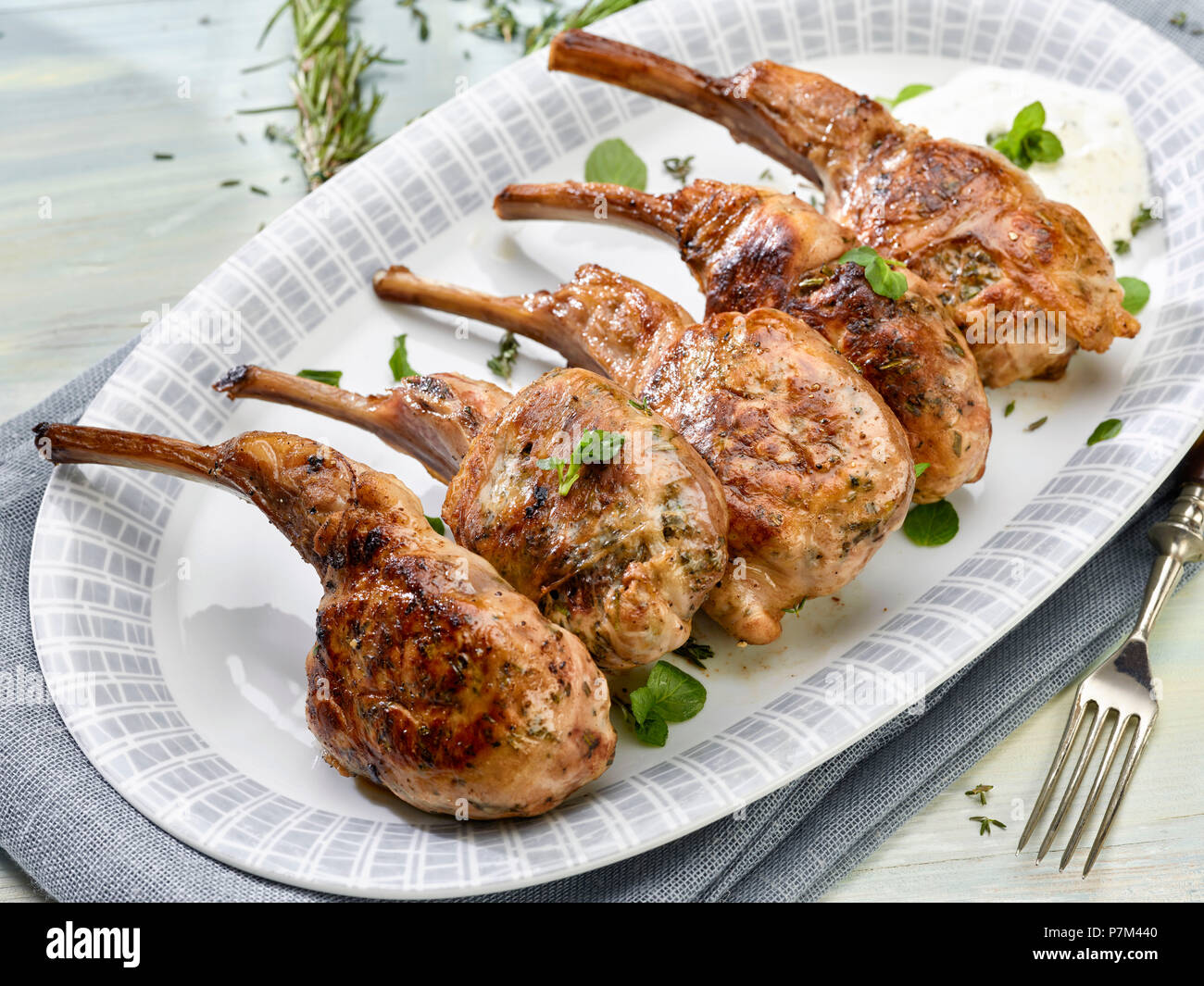 Lamb chop with herbs Stock Photo - Alamy